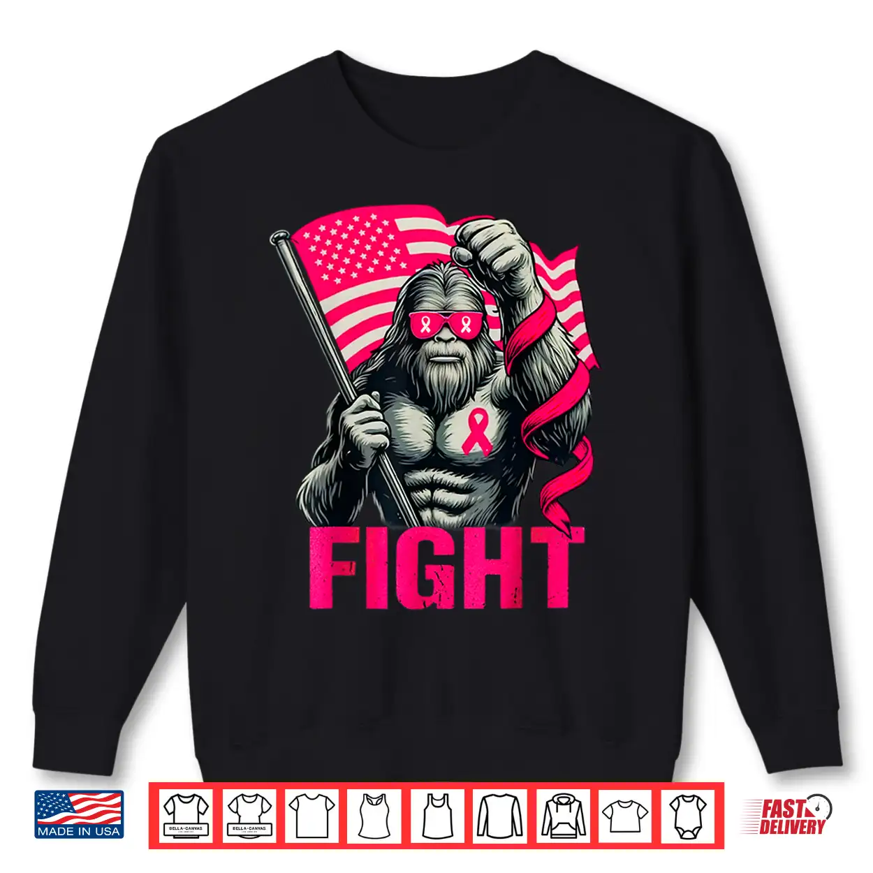 Bigfoot Pink Ribbon Fight Breast Cancer Awareness Shirt Bigfoot Pink Ribbon Fight Breast Cancer Awareness Shirt