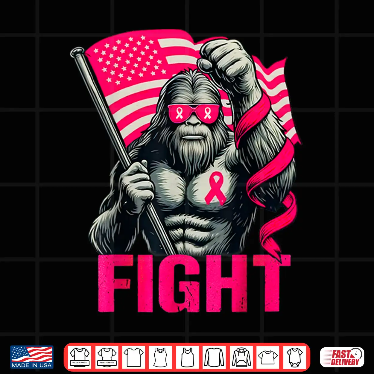 Bigfoot Pink Ribbon Fight Breast Cancer Awareness Shirt Bigfoot Pink Ribbon Fight Breast Cancer Awareness Shirt