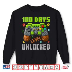 100 Days Level Unlocked Gaming 100 Days Of School Boys Girls Shirt 2 Sweatshirt 100 Days Level Unlocked Gaming 100 Days Of School Boys Girls Shirt