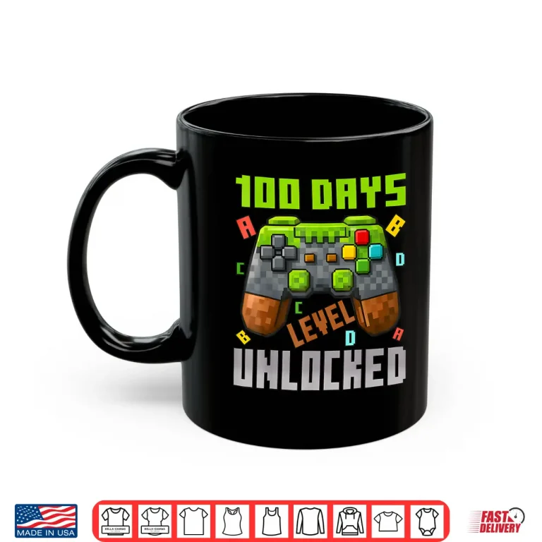 100 Days Level Unlocked Gaming 100 Days Of School Boys Girls Shirt 3 Mug 100 Days Level Unlocked Gaming 100 Days Of School Boys Girls Shirt
