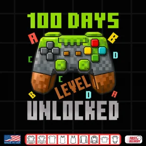 100 Days Level Unlocked Gaming 100 Days Of School Boys Girls Shirt 4 Design 100 Days Level Unlocked Gaming 100 Days Of School Boys Girls Shirt