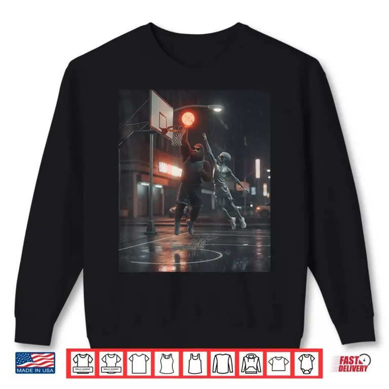 Bigfoot And Alien Basketball. Ufo Bigfoot Cryptid Sports Shirt 2 Sweatshirt Bigfoot And Alien Basketball. Ufo Bigfoot Cryptid Sports Shirt