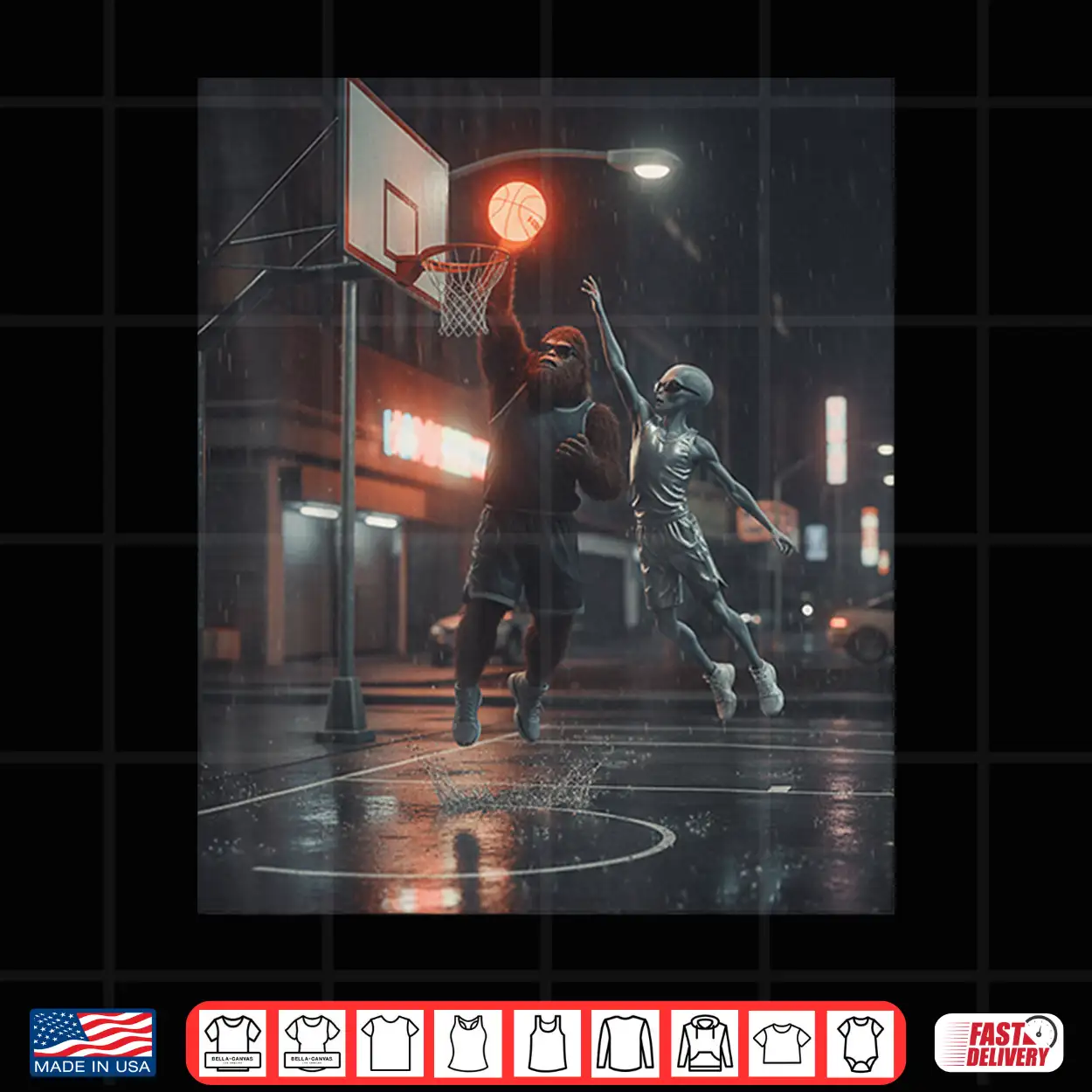 Bigfoot And Alien Basketball. Ufo Bigfoot Cryptid Sports Shirt Bigfoot And Alien Basketball. Ufo Bigfoot Cryptid Sports Shirt