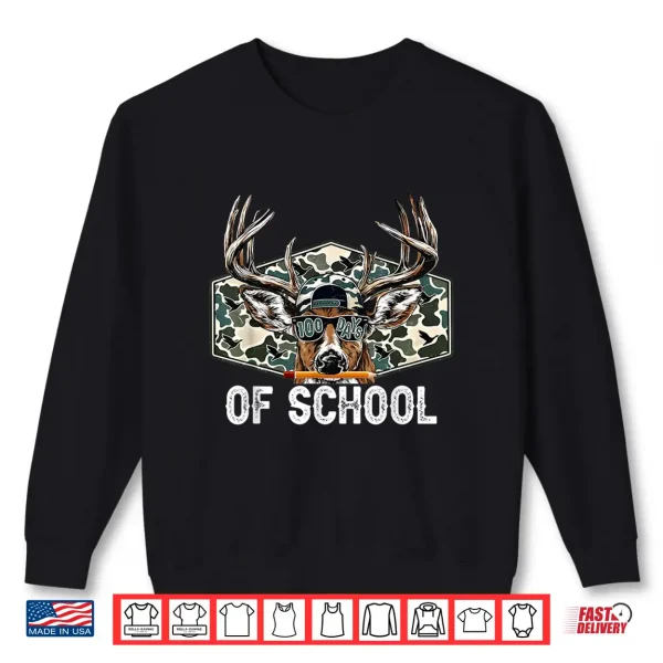 Sweatshirt Deer 100 Days Of School Shirt Student Boys Teacher 100Th Day Shirt