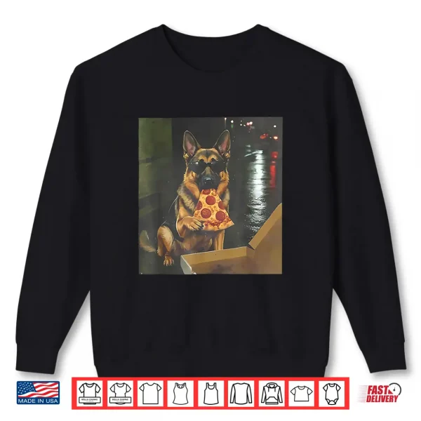 Sweatshirt Dog Eating Pizza Funny German Shepherd Meme Shirt