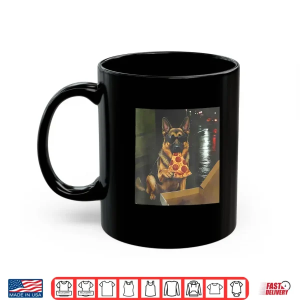 Mug Dog Eating Pizza Funny German Shepherd Meme Shirt
