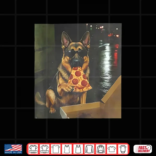 Design Dog Eating Pizza Funny German Shepherd Meme Shirt