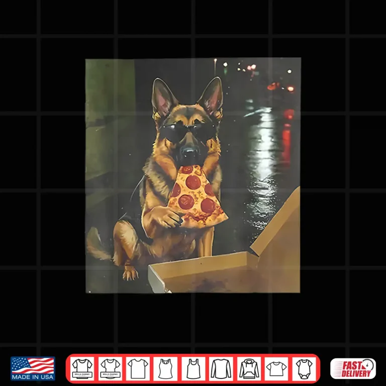 Design Dog Eating Pizza Funny German Shepherd Meme Shirt