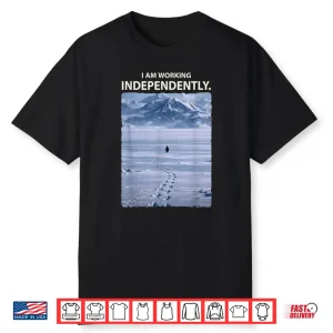 Lone Penguin Walking Toward Mountain Meme Shirt