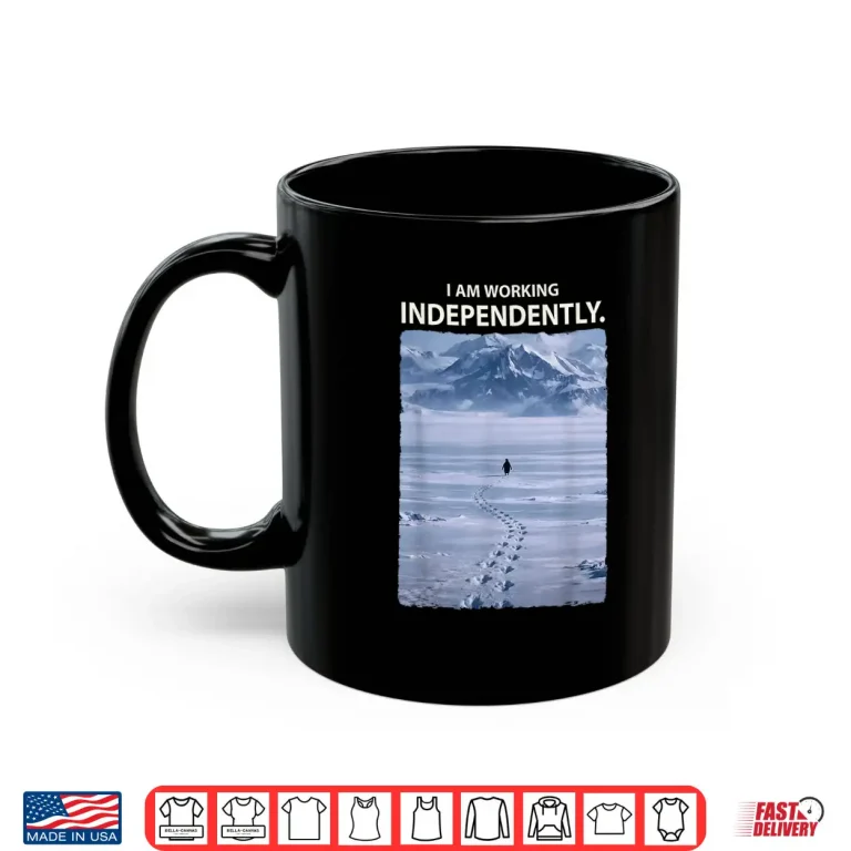 Mug Lone Penguin Walking Toward Mountain Meme Shirt