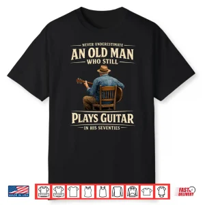 Mens 70Th Birthday Acoustic Guitar Player Vintage Seventies Shirt