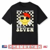 Smile Face 7Th Birthday Kids I Was 6 Now Im 7 Checkered Bruh Shirt