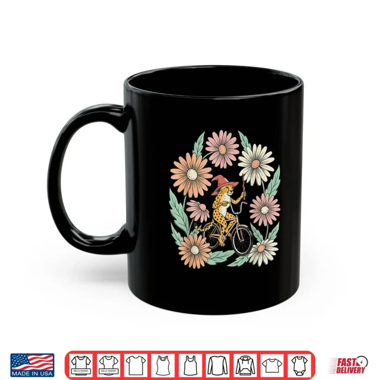 Vintage Cheetah Witch Riding Bicycle Floral Shirt 3 Mug Vintage Cheetah Witch Riding Bicycle Floral Shirt