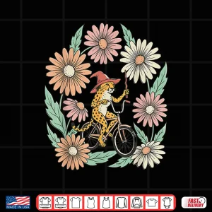 Vintage Cheetah Witch Riding Bicycle Floral Shirt 4 Design Vintage Cheetah Witch Riding Bicycle Floral Shirt