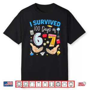 100 Days Of School Teacher Boy Kid I Survived 100 Days Of 67 Shirt