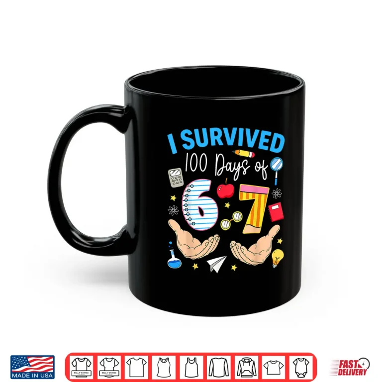 Mug 100 Days Of School Teacher Boy Kid I Survived 100 Days Of 67 Shirt