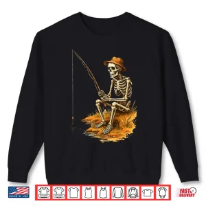 Sweatshirt Skeleton Fishing Funny Halloween Costume Shirt