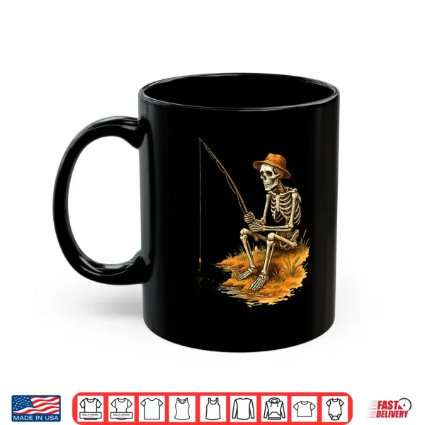 Mug Skeleton Fishing Funny Halloween Costume Shirt