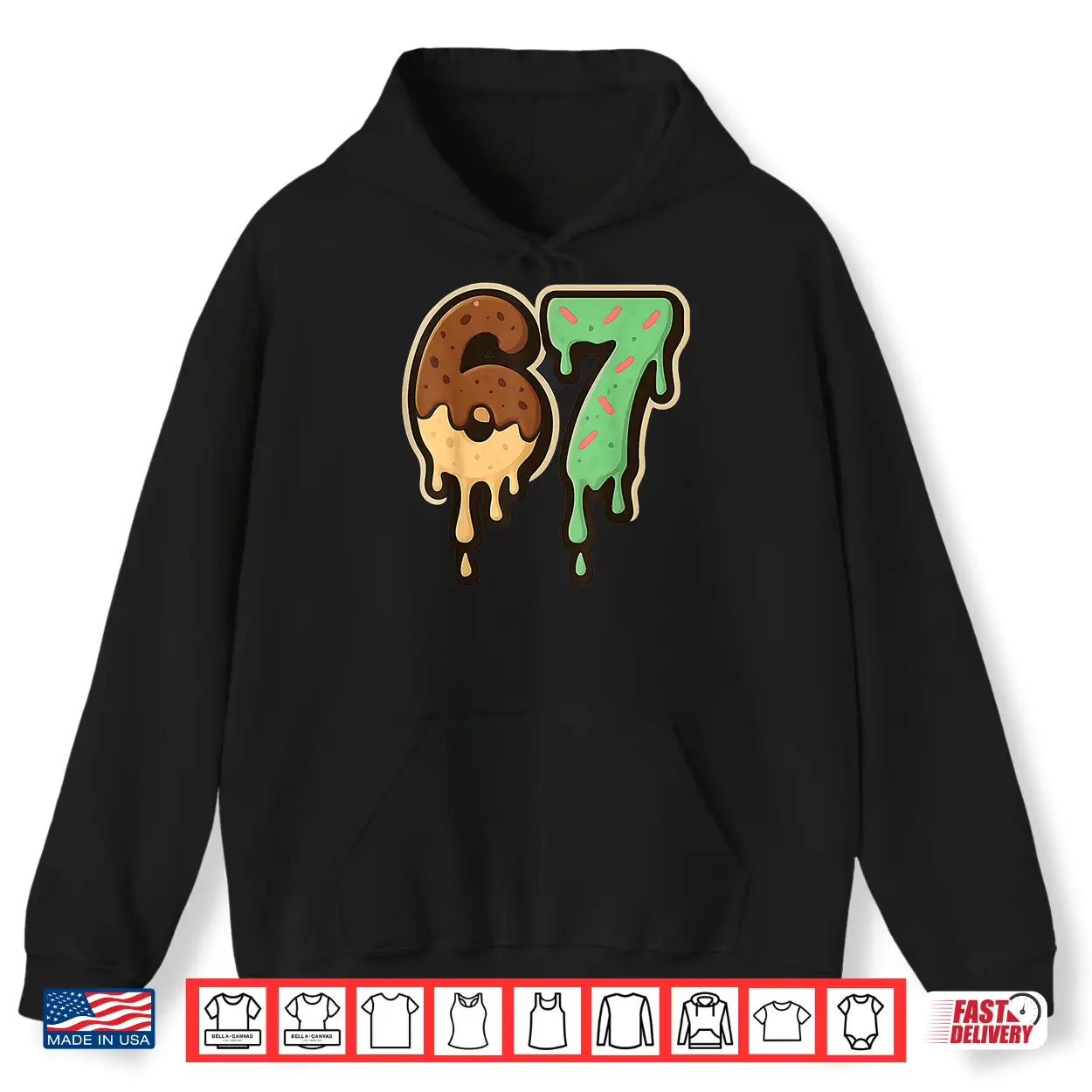 Melting 67 Dessert Style Ice Cream Drip Number Art Shirt Melting 67 Dessert Style Ice Cream Drip Number Art Shirt