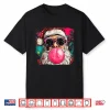 Vintage Preppy Watercolor Santa Bubble Gum Pink Sunglasses Shirt