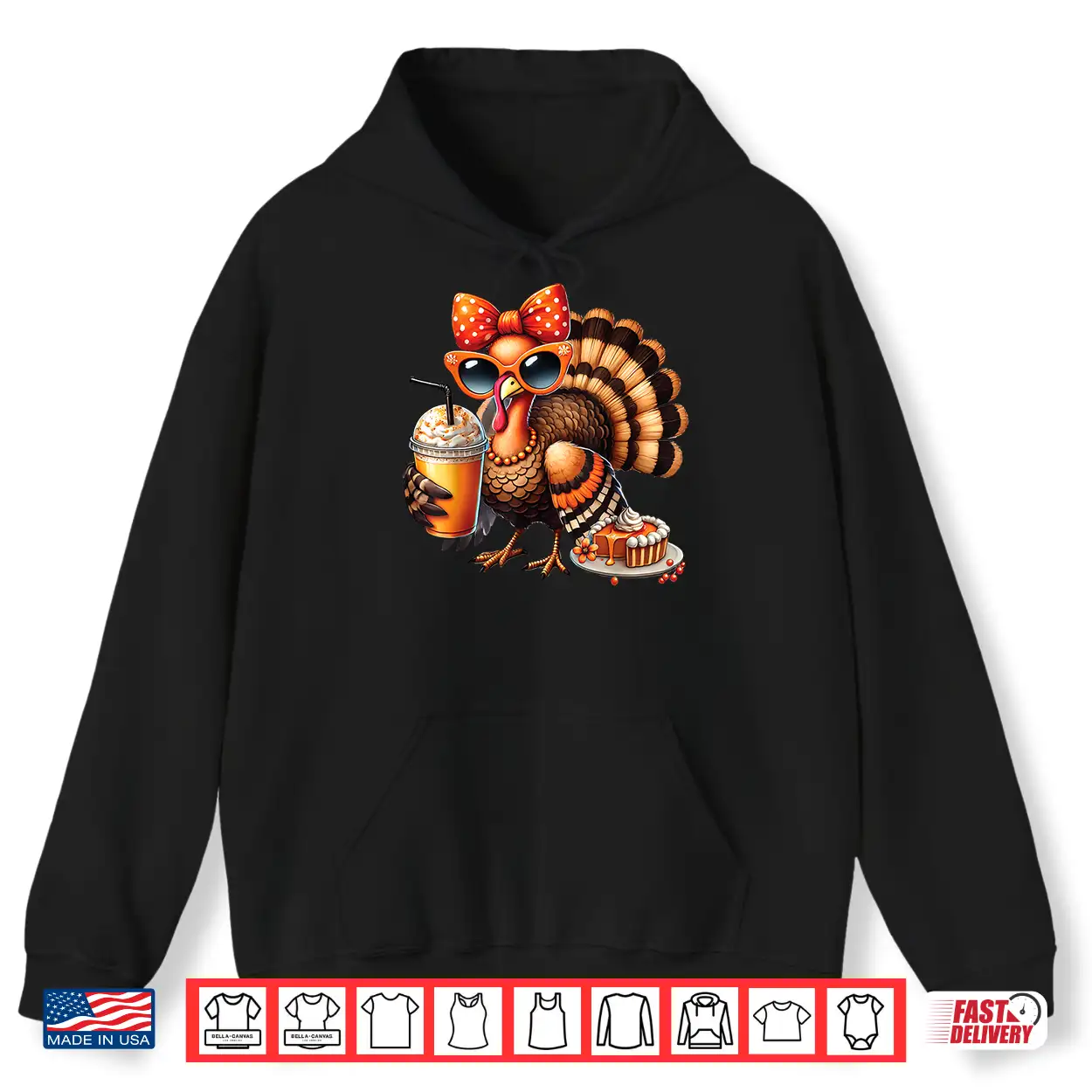 Turkey Drinking Coffee Bow Thanksgiving Womens Turkey Day Shirt Turkey Drinking Coffee Bow Thanksgiving Womens Turkey Day Shirt
