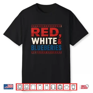 Red White Blueberries Patriotic Americana Graphic Usa Shirt
