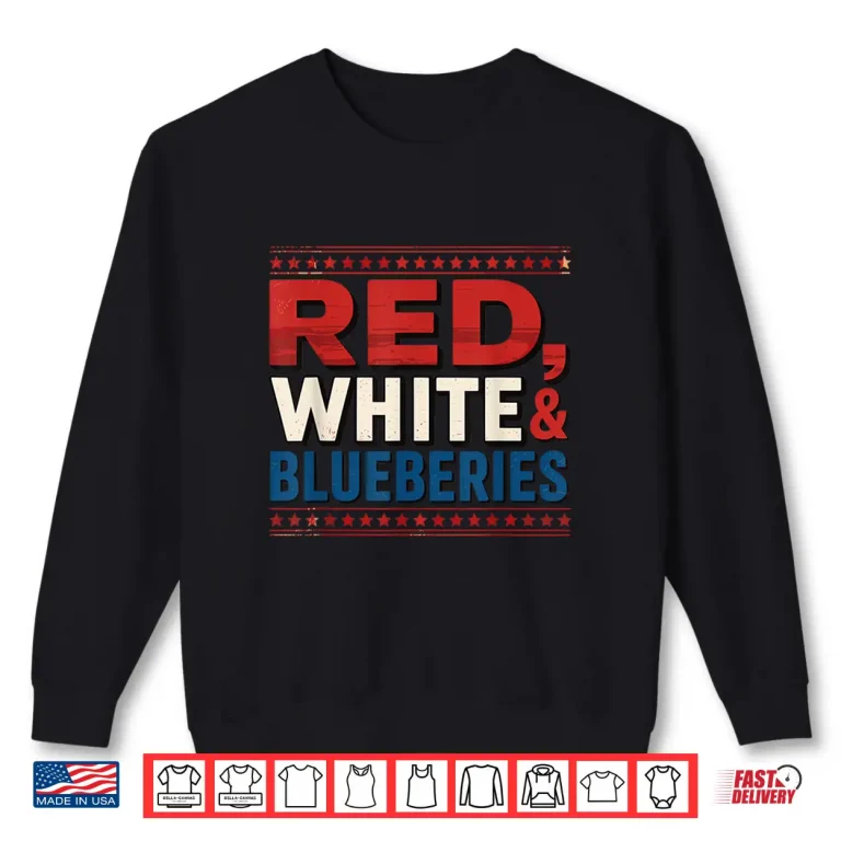 Sweatshirt Red White Blueberries Patriotic Americana Graphic USA Shirt