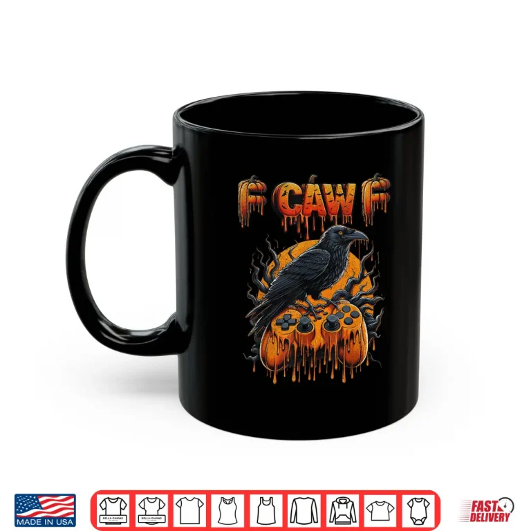 Mug Halloween Gamer Pumpkin Dripping Gaming Crow Raven Bird Drip Shirt