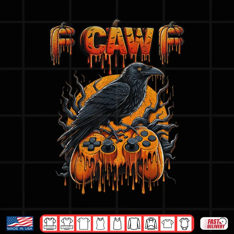 Design Halloween Gamer Pumpkin Dripping Gaming Crow Raven Bird Drip Shirt