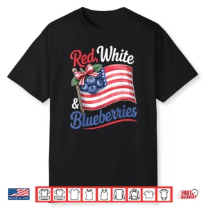 Red White & Blueberries Coquette Flag Bow Shirt