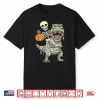 Skeleton Riding Mummy Dinosaur T Rex Halloween Funny Pumpkin Shirt