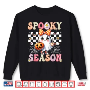 Sweatshirt Spooky Season Retro Happy Halloween Ghost Shirt
