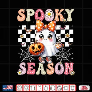 Design Spooky Season Retro Happy Halloween Ghost Shirt