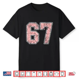 Pink And White Number 67 Jersey Player Uniform #67 Fan Shirt