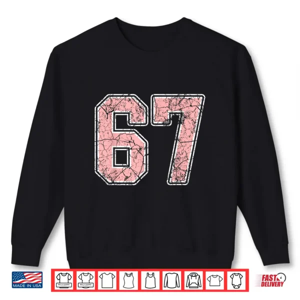 Sweatshirt Pink and White Number 67 Jersey Player Uniform 67 Fan Shirt
