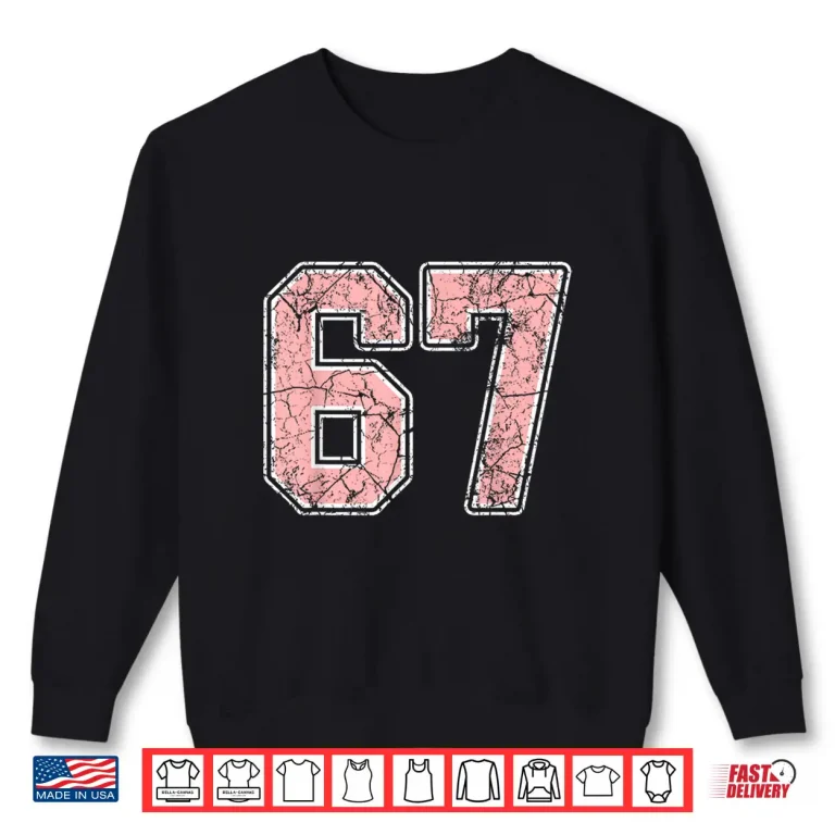 Pink And White Number 67 Jersey Player Uniform #67 Fan Shirt 2 Sweatshirt Pink and White Number 67 Jersey Player Uniform 67 Fan Shirt