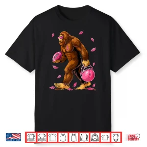 Bigfoot Football Pink Ribbon Breast Cancer Awareness Shirt