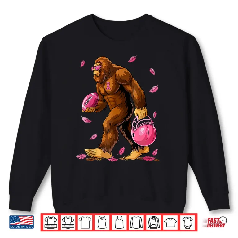 Sweatshirt Bigfoot Football Pink Ribbon Breast Cancer Awareness Shirt 1