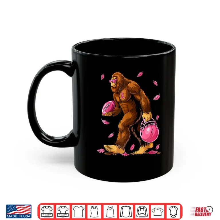 Mug Bigfoot Football Pink Ribbon Breast Cancer Awareness Shirt 1