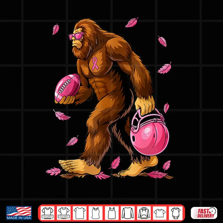 Design Bigfoot Football Pink Ribbon Breast Cancer Awareness Shirt 1