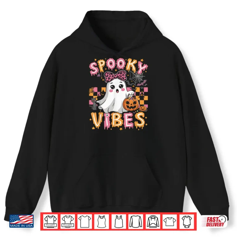 Hoodie Groovy Spooky Vibes Cute Boo Ghost Halloween Costumes Girls Shirt