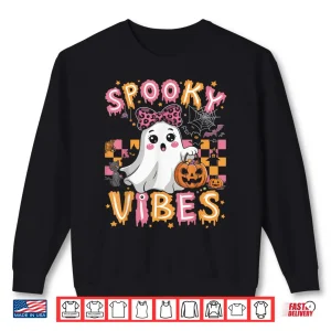 Sweatshirt Groovy Spooky Vibes Cute Boo Ghost Halloween Costumes Girls Shirt