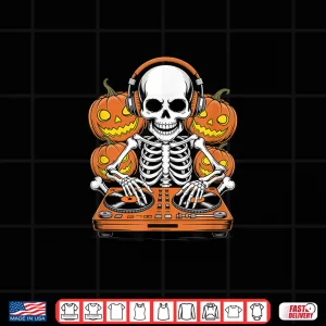 Design Halloween Skeleton DJ Music Disc Jockey Shirt