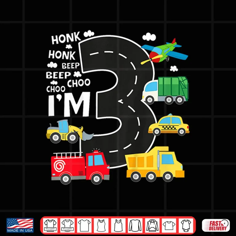 Design Kids 3rd Birthday 3 Year Old Transportation Toddler Boy Car Truck Shirt