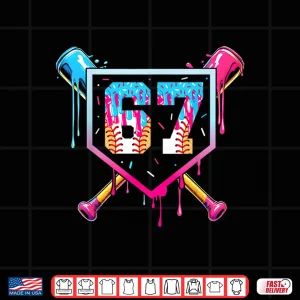 Design Baseball Ice Cream Drip Number 67 Player 67th Birthday Shirt 1
