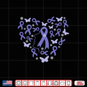 Design Heart Woman Support Stomach Cancer Warrior Periwinkle Ribbon Shirt