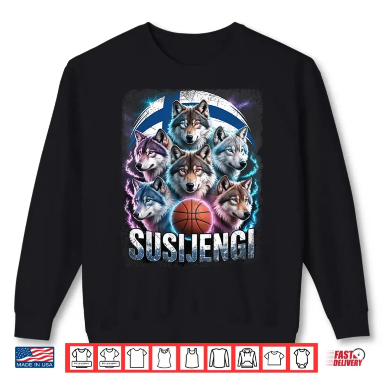 Sweatshirt Susijengi Finnish Basketball Fan Suomi Wolf Finland Flag Shirt