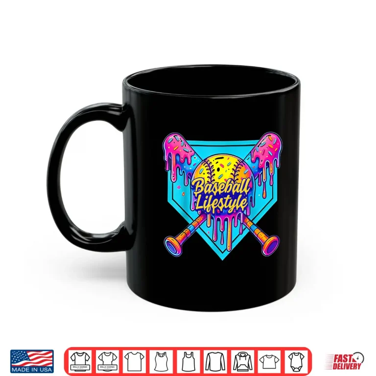 Mug Baseball Lifestyle 101 Apparel Youth Baseball Drip Ice Cream Shirt