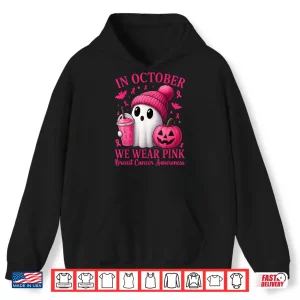 Hoodie Breast Cancer Halloween Women in October We Wear Pink Shirt 1