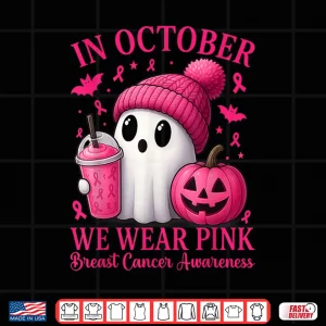 Design Breast Cancer Halloween Women in October We Wear Pink Shirt 1
